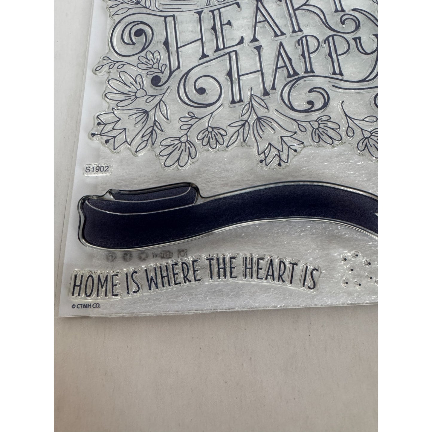 CTMH Acrylic Stamp Set Heartfelt Sentiments You Make My Heart Happy Blessed Home