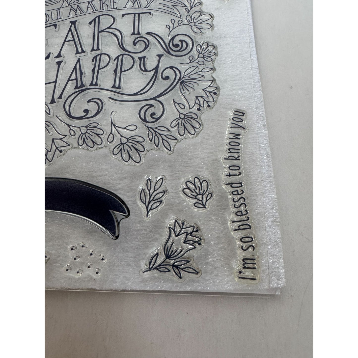 CTMH Acrylic Stamp Set Heartfelt Sentiments You Make My Heart Happy Blessed Home