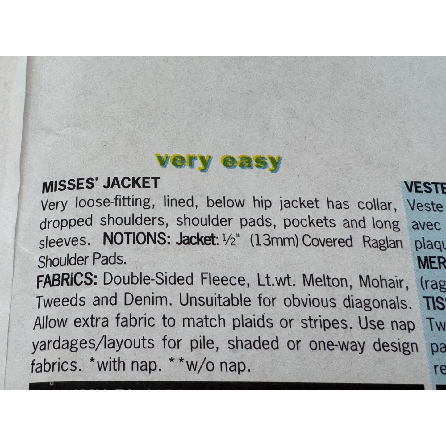 Butterick Sewing Pattern 5298 Misses Jacket Below Hip Lined Work Uncut 20 22 24