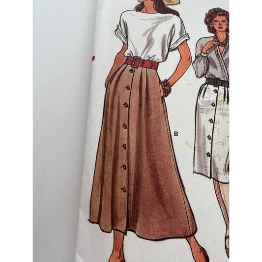 Vogue Sewing Pattern 9946 Straight or Slightly Flared Skirt Modest Long 8 10 12