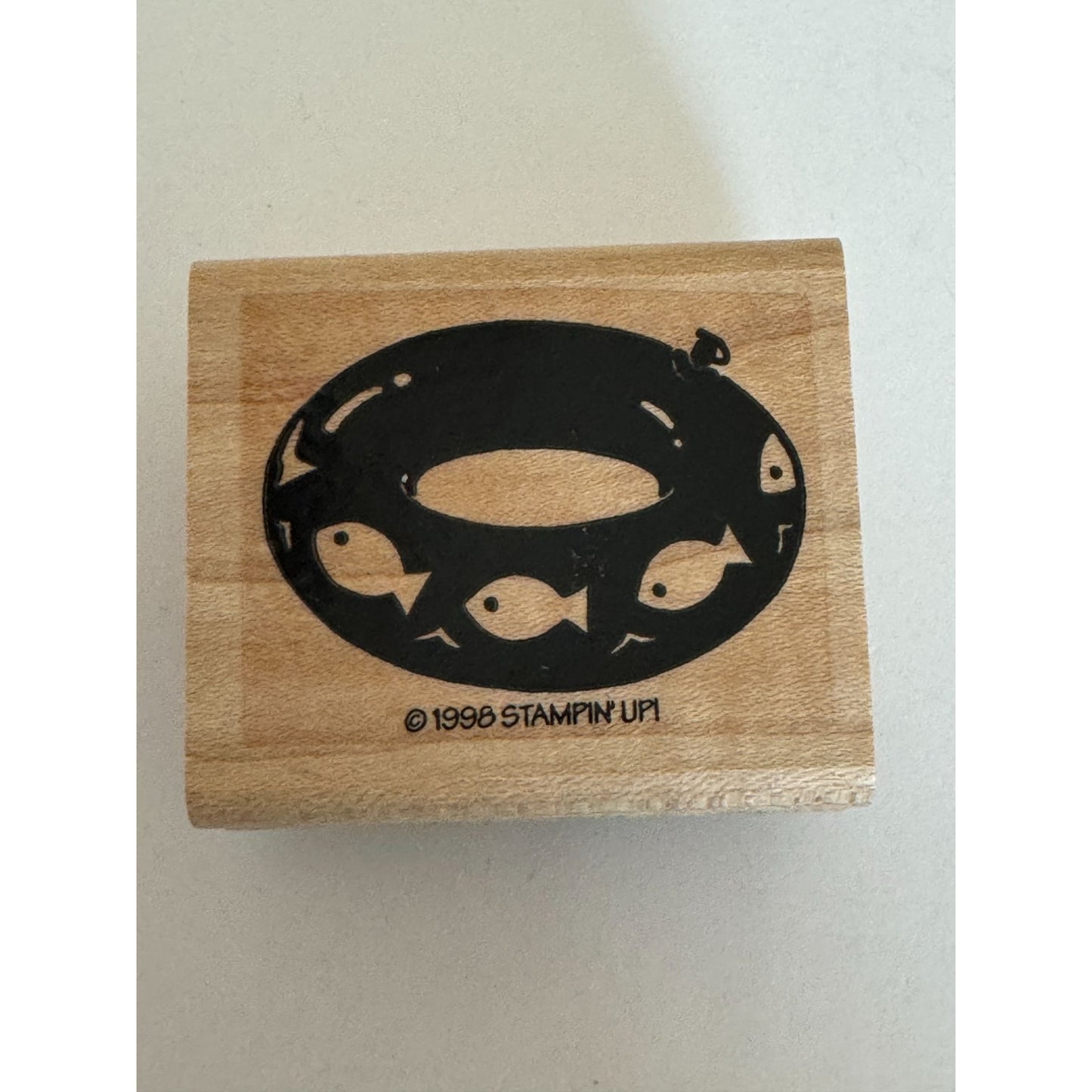 Stampin Up Rubber Stamp Swim Ring Fish Inflatable Tube Card Making Summer Pool