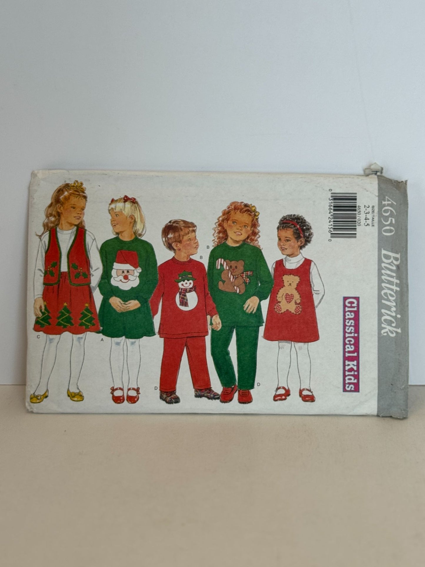 Butterick Sewing Pattern 4650 Kids Holiday Dress Jumpers Outfit Girls 2-5 Uncut
