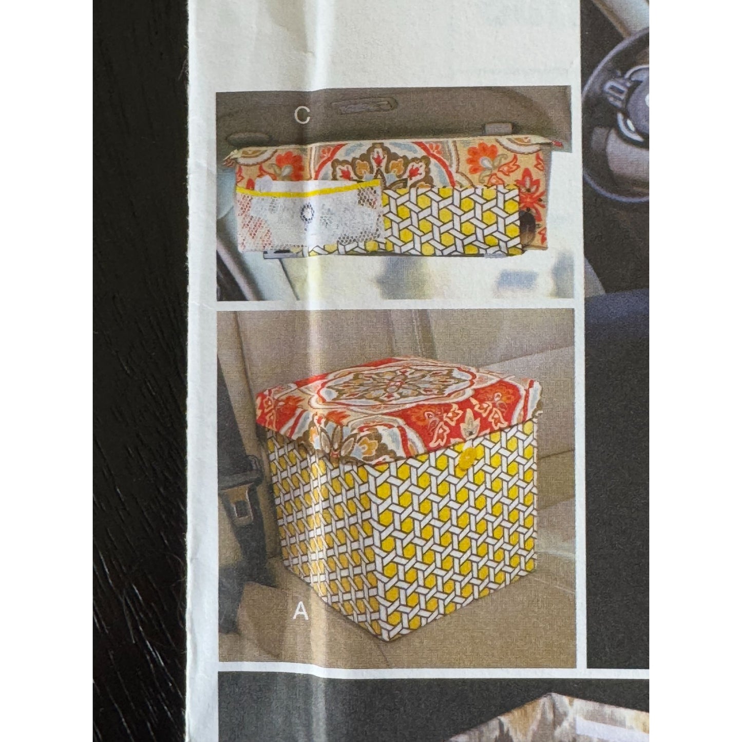 Butterick Sewing Pattern B6228 Car Grocery Organizer Trunk Box Seat Back Visor