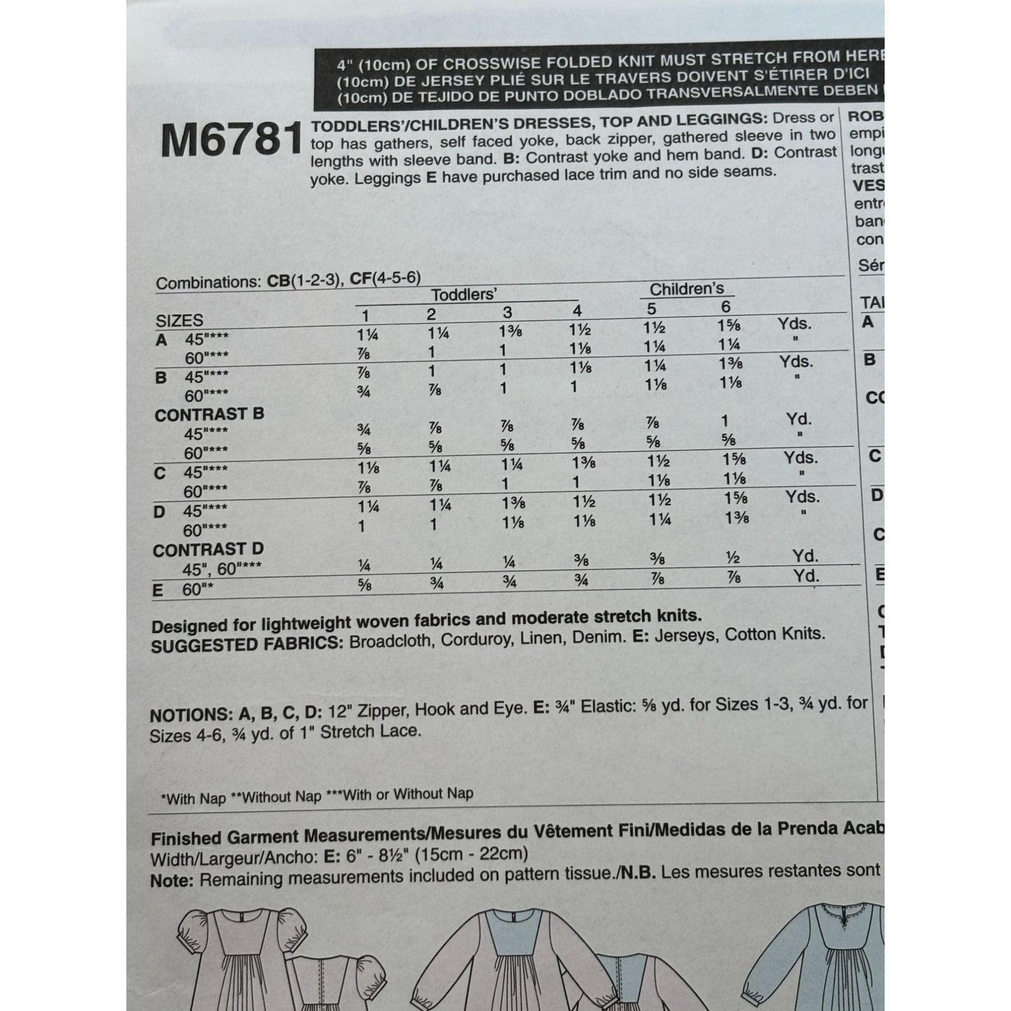 McCalls Sewing Pattern M6781 Laura Ashley Dress Top Leggings Girls 12M-3T Easy