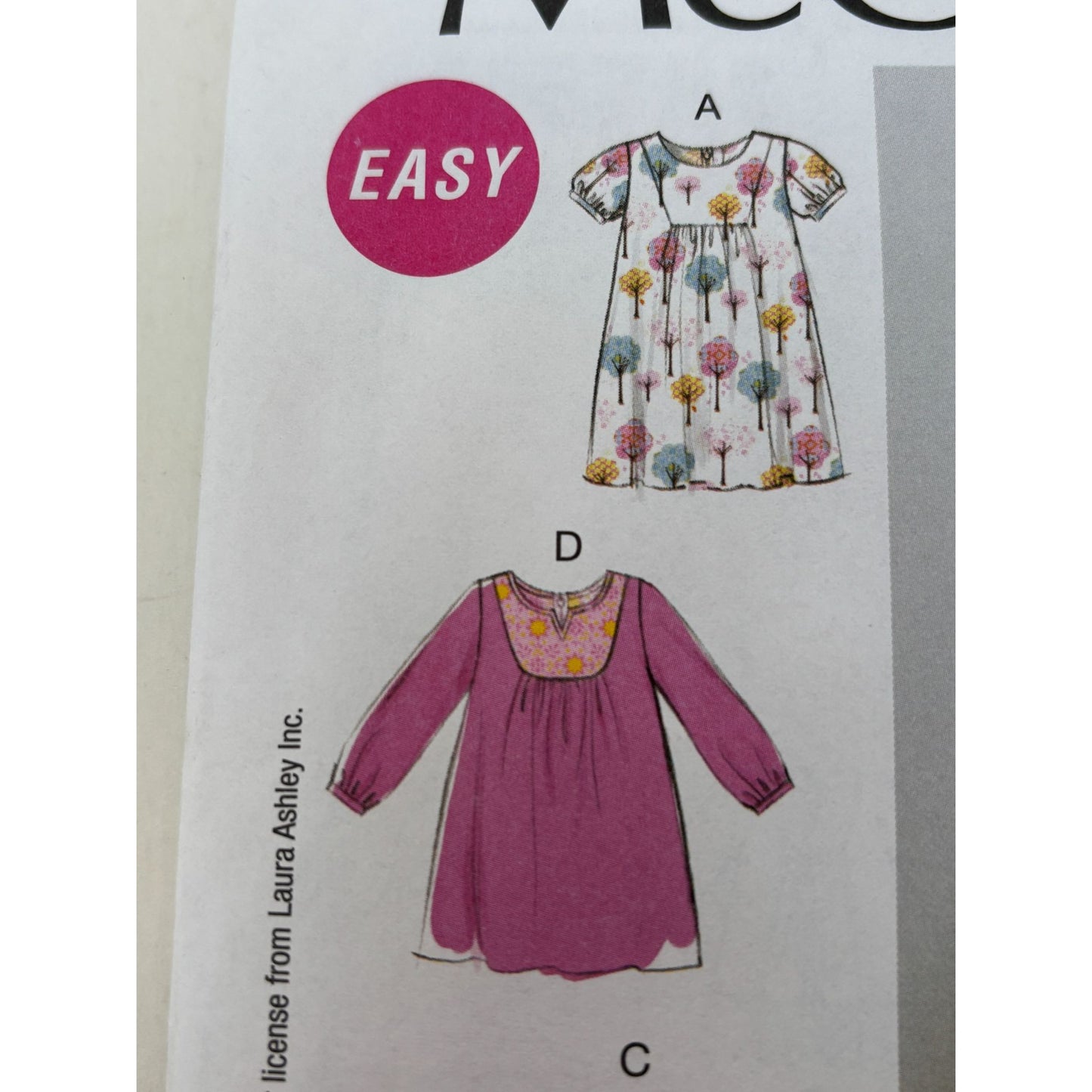 McCalls Sewing Pattern M6781 Laura Ashley Dress Top Leggings Girls 12M-3T Easy