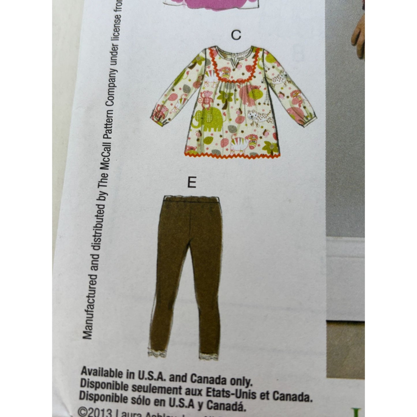 McCalls Sewing Pattern M6781 Laura Ashley Dress Top Leggings Girls 12M-3T Easy