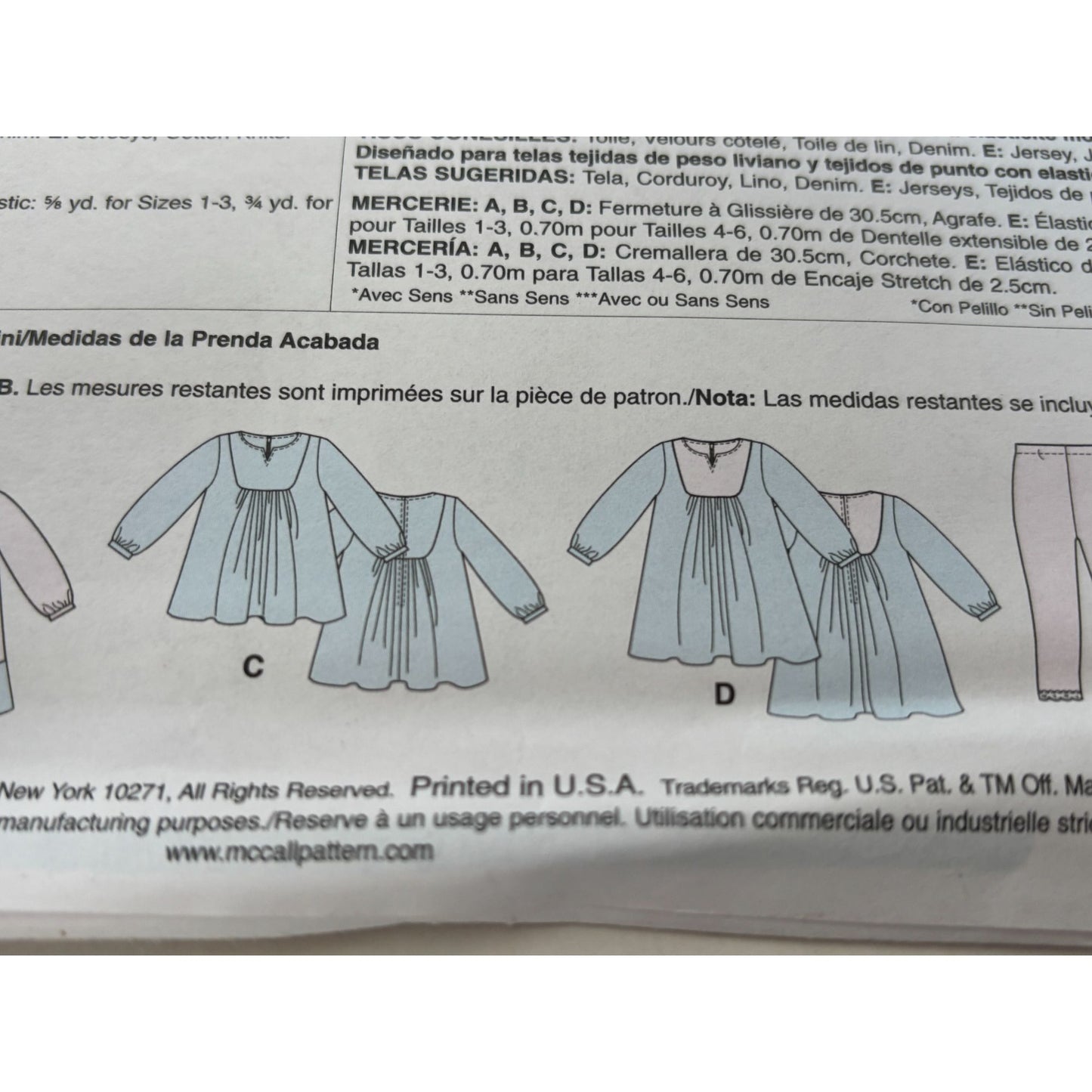 McCalls Sewing Pattern M6781 Laura Ashley Dress Top Leggings Girls 12M-3T Easy