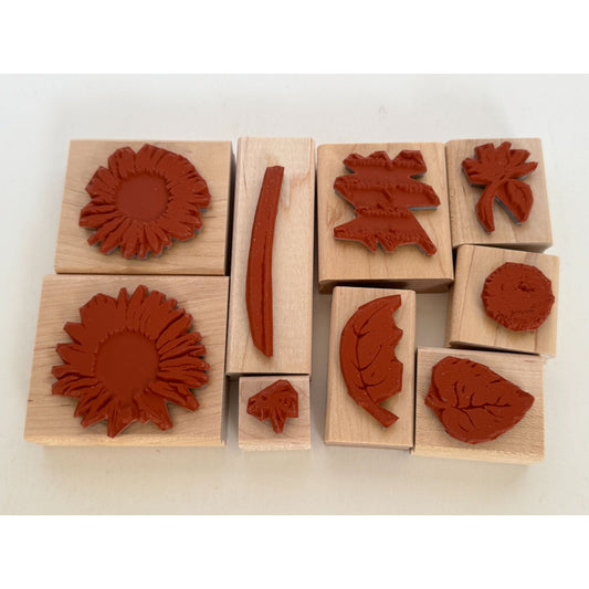 Stampin Up Rubber Stamp Set Definitely Decorative Serene Sunflower Bee Friends
