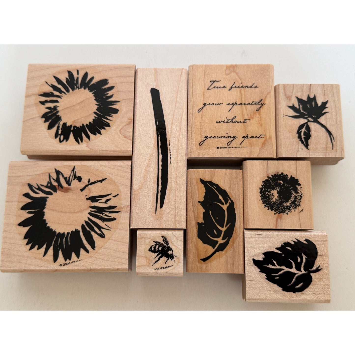 Stampin Up Rubber Stamp Set Definitely Decorative Serene Sunflower Bee Friends