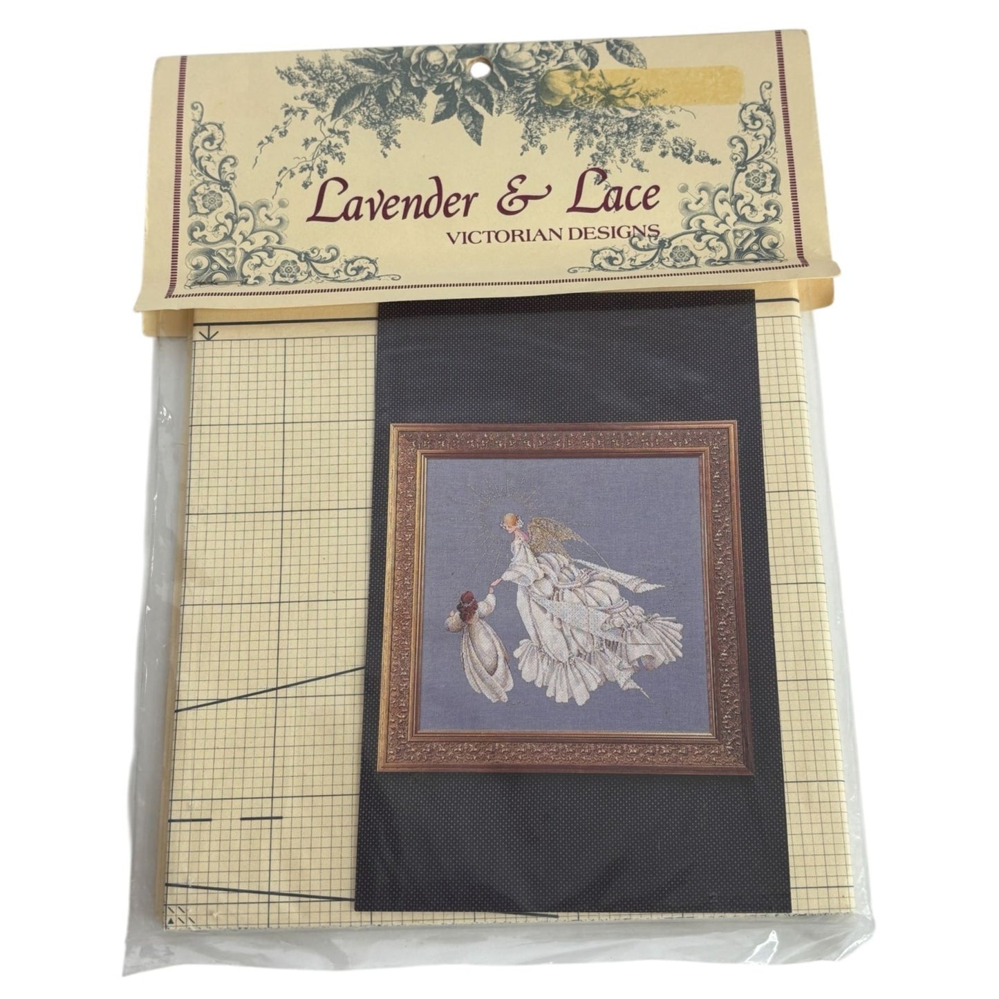 Lavender and Lace Cross Stitch Pattern Angel of Mercy Holding Hands with Child