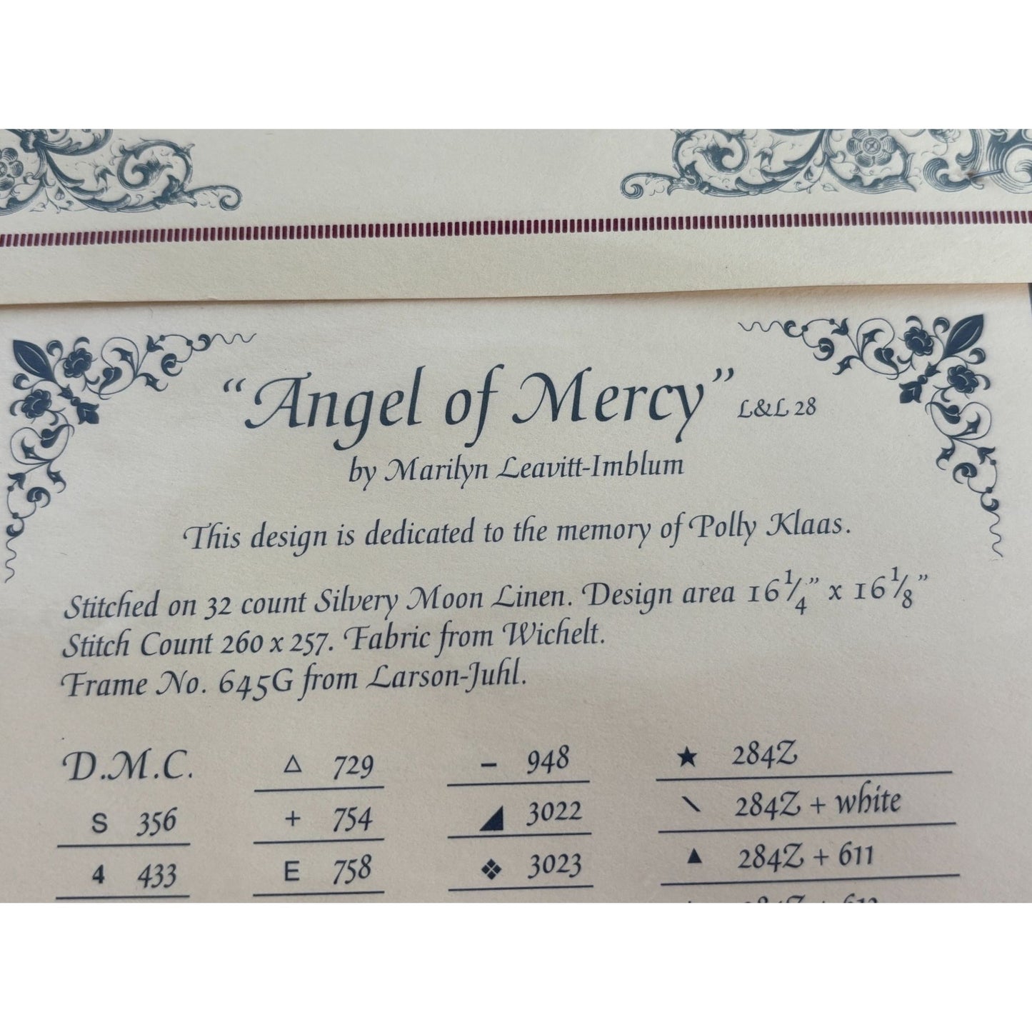 Lavender and Lace Cross Stitch Pattern Angel of Mercy Holding Hands with Child