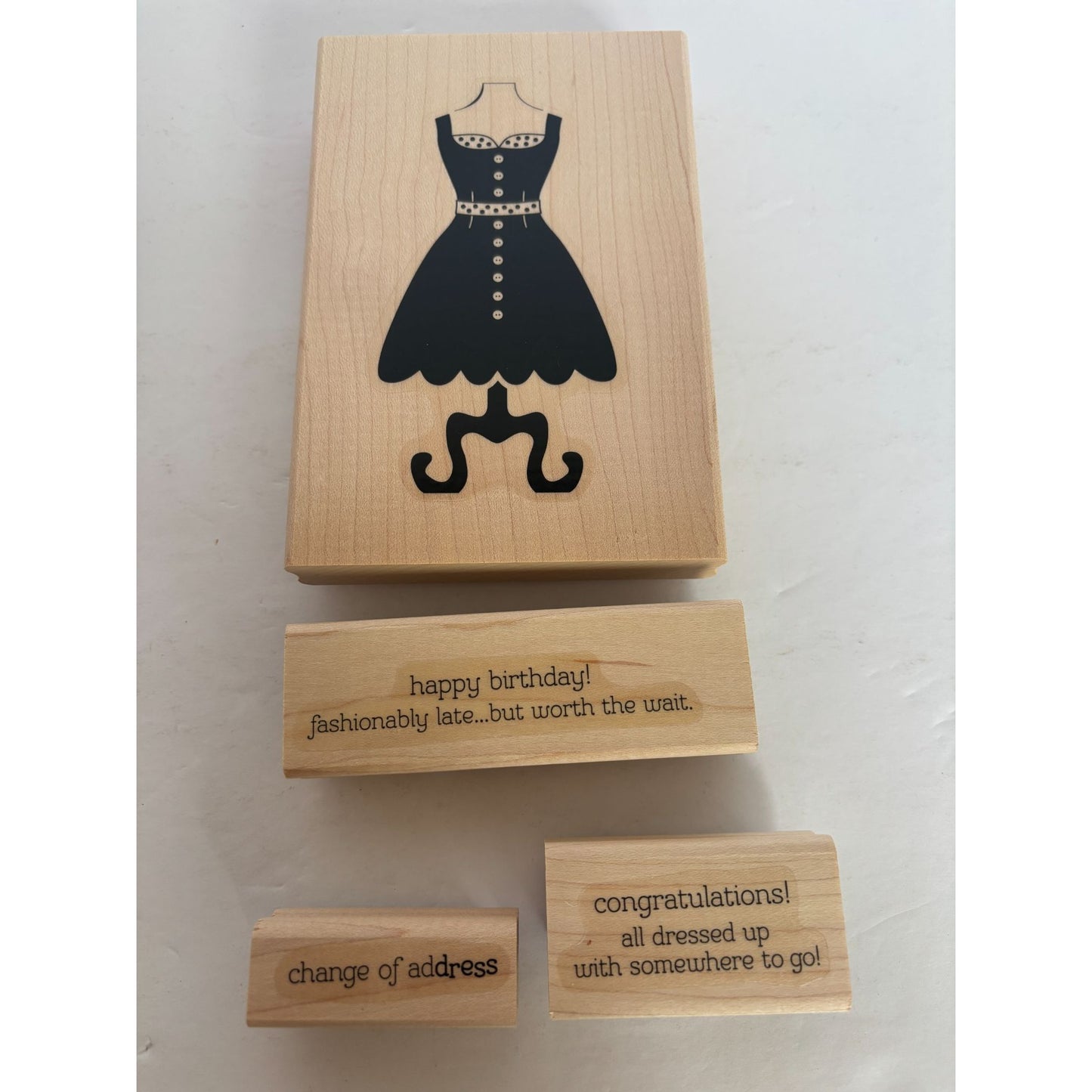 Stampin Up Rubber Stamp All Dressed Up Fashion Change of Address Puns Birthday