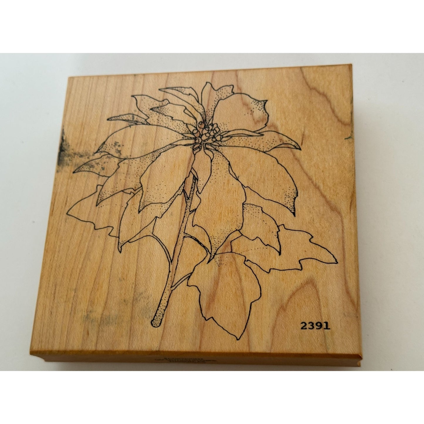 Co-Motion Rubber Stamp Poinsettia Flower Large Christmas Holidays Card Making
