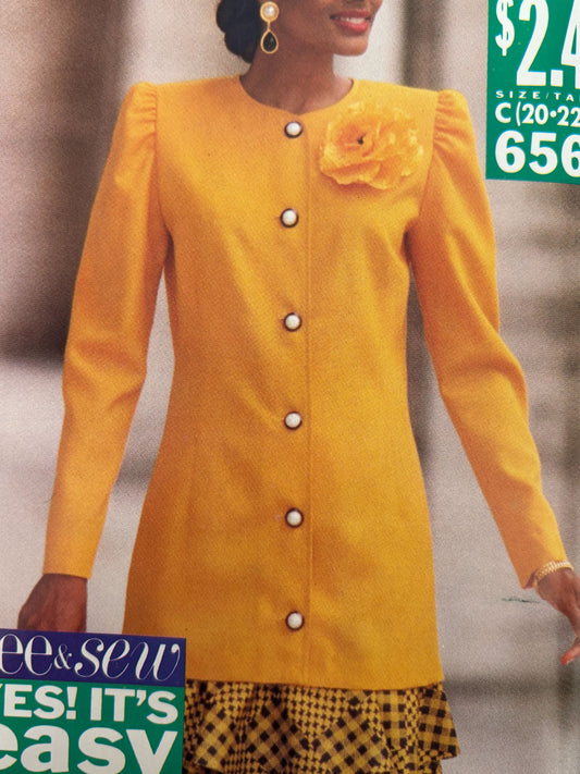 Butterick Sewing Pattern 6562 Career Outfit Work Blazer Skirt Easy 20 22 24 UC