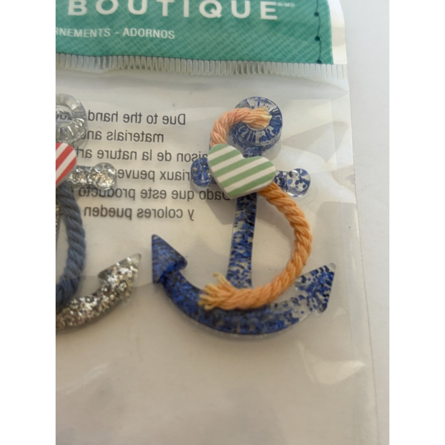 Jolees Boutique Nautical Anchors Repeat Embellishments Glitter Rope Accents 6 Pc