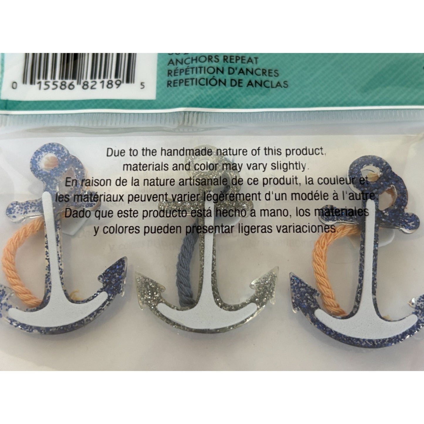 Jolees Boutique Nautical Anchors Repeat Embellishments Glitter Rope Accents 6 Pc
