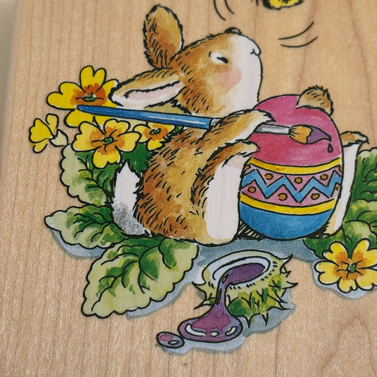 Penny Black Rubber Stamp Painter and Bee Bunny Painting Easter Egg Card Making