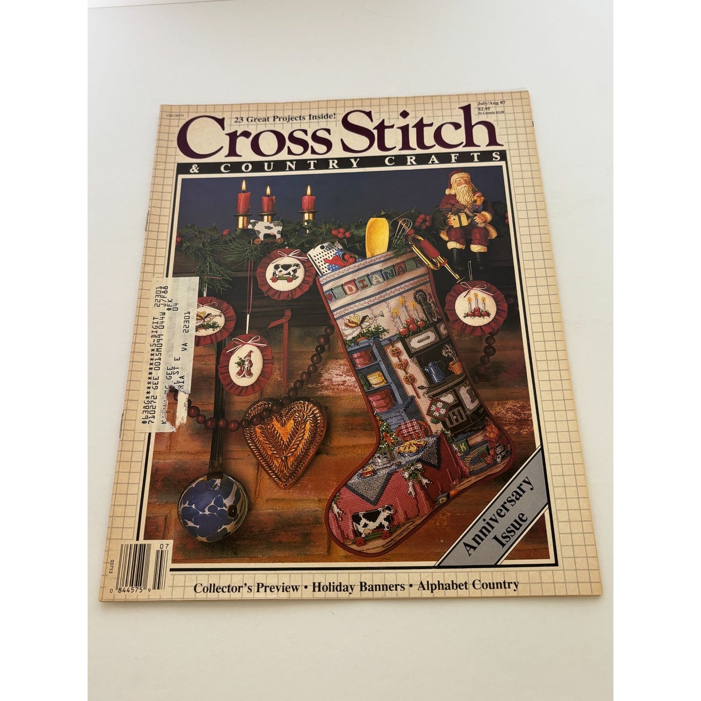 Cross Stitch and Country Crafts Magazine Holiday Stocking Christmas July 1987