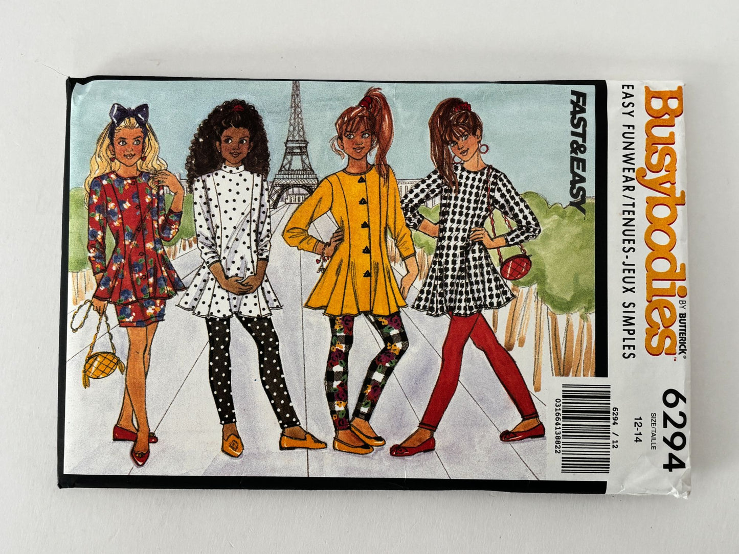 Butterick Busybodies Sewing Pattern 6294 Girls Top Skirt Leggings 90s Easy 12 14