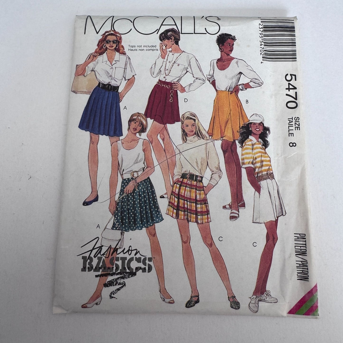 McCalls Sewing Pattern 5470 90s Shorts Pleated Skirt Preppy Summer Size 8 Uncut Sporty