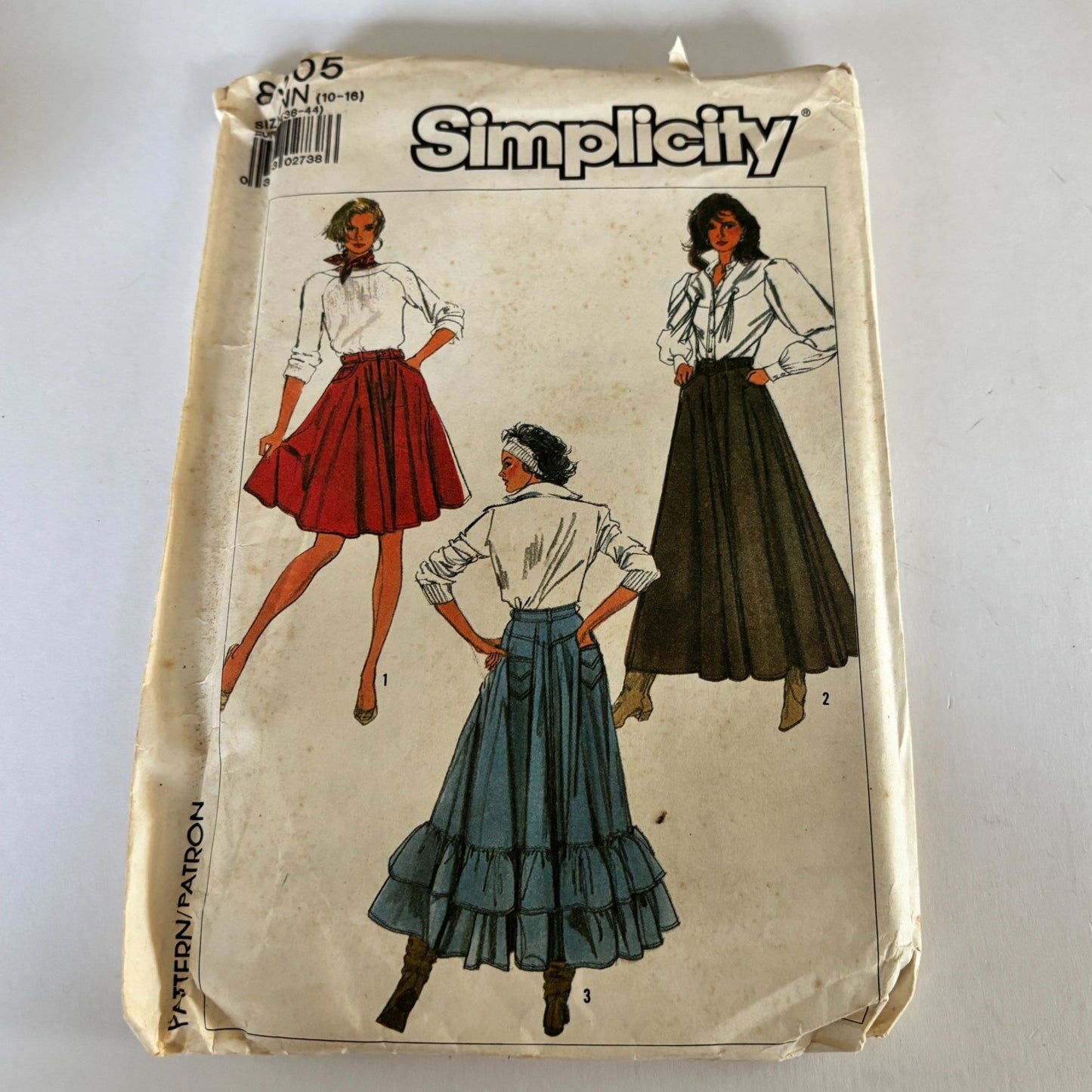 Simplicity Sewing Pattern 8305 Western Full Circle Skirt Prairie 80s Vintage Uncut 1987