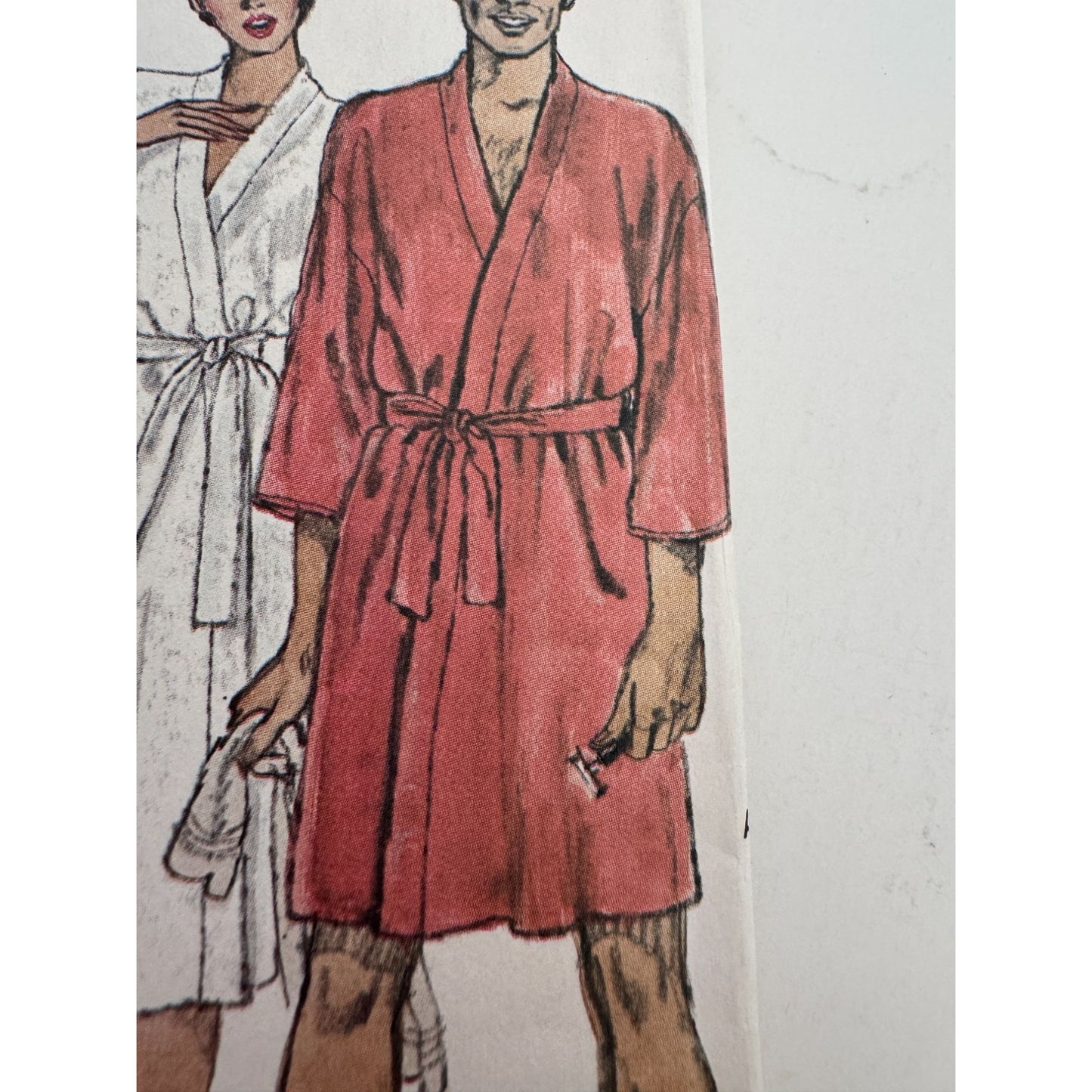 Vogue Sewing Pattern 8155 Front Wrap Bath Robe Bathrobe Unisex XL 1980s Uncut