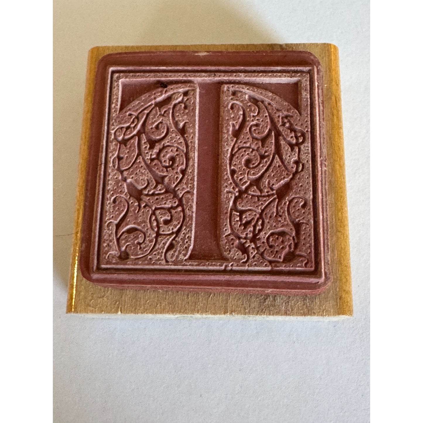 Anitas Rubber Stamp Decorative Letter T Initial Craft Square Ornate Card Making