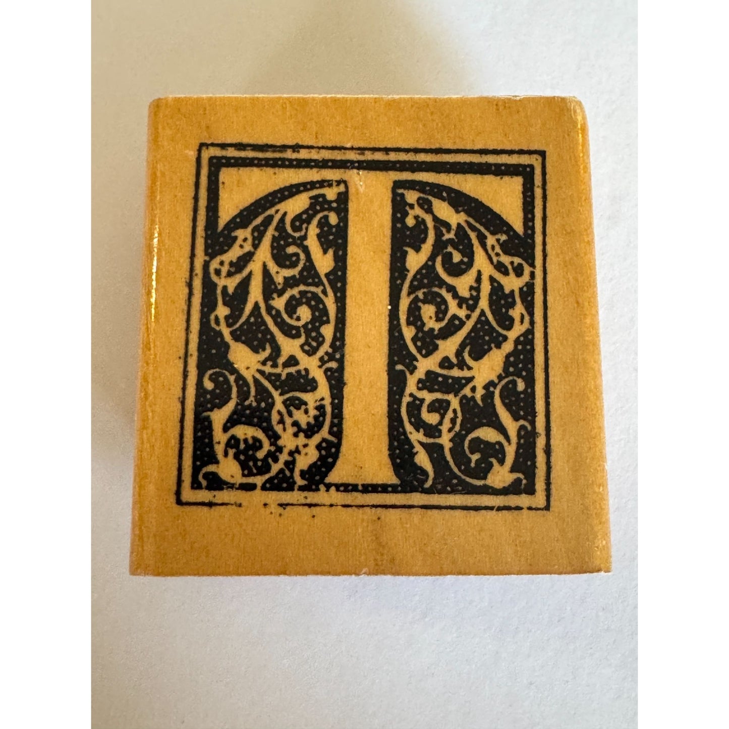 Anitas Rubber Stamp Decorative Letter T Initial Craft Square Ornate Card Making