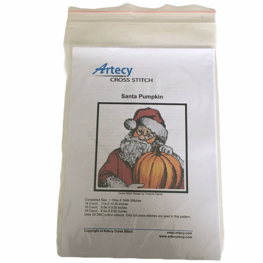 Artecy Counted Cross Stitch Pattern Santa Pumpkin Christmas Thanksgiving Season Fall Halloween
