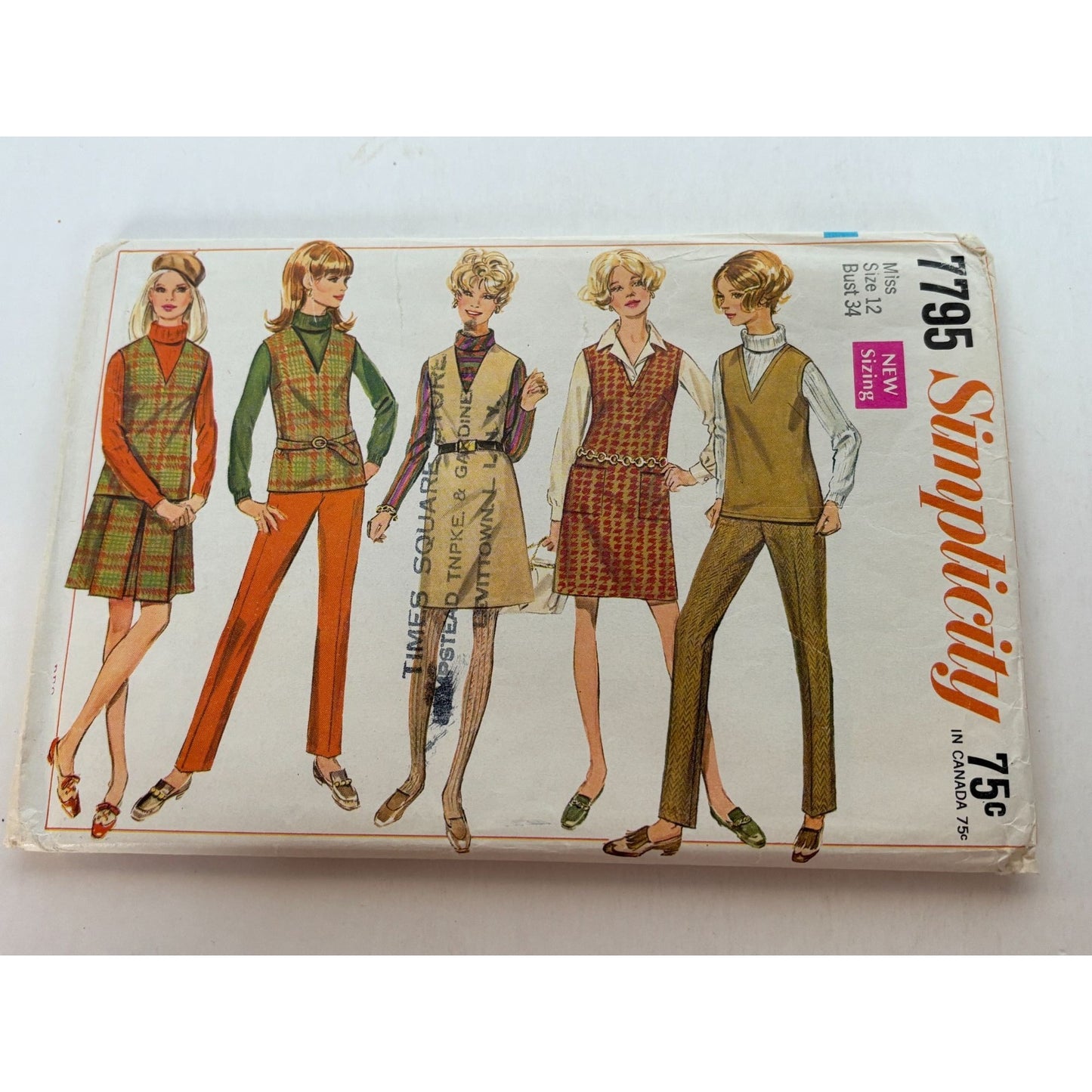 Simplicity Sewing Pattern 7795 Vintage Jumper Top Skirt Pants 1960s Size 12 UC