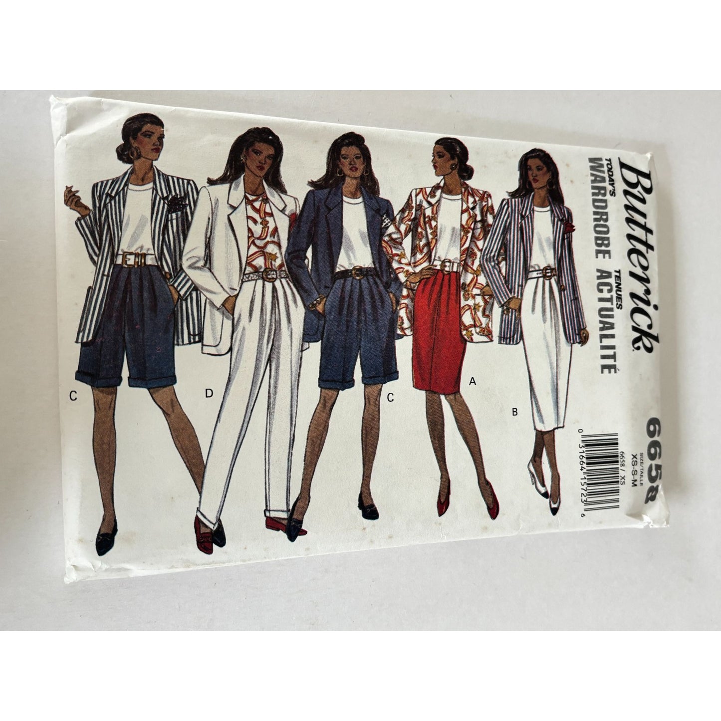 Butterick Sewing Pattern 6658 Jacket Skirt Shorts Pants 90s Power Suit 6-14 Uncut