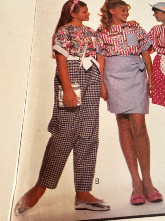 Butterick Sewing Pattern 6669 Girls 90s Outfit Preppy Beginner Sewing Easy 7-14 Uncut