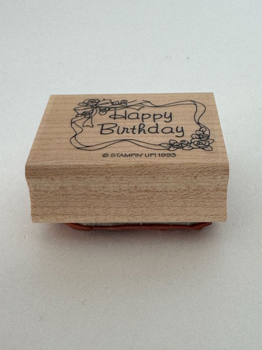 Stampin Up Rubber Stamp Happy Birthday Floral Frame Gift Tag Card Making Roses
