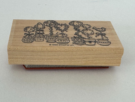 Stampin Up Rubber Stamp Topiary Trees Plants Bird Heart Card Making Paper Craft