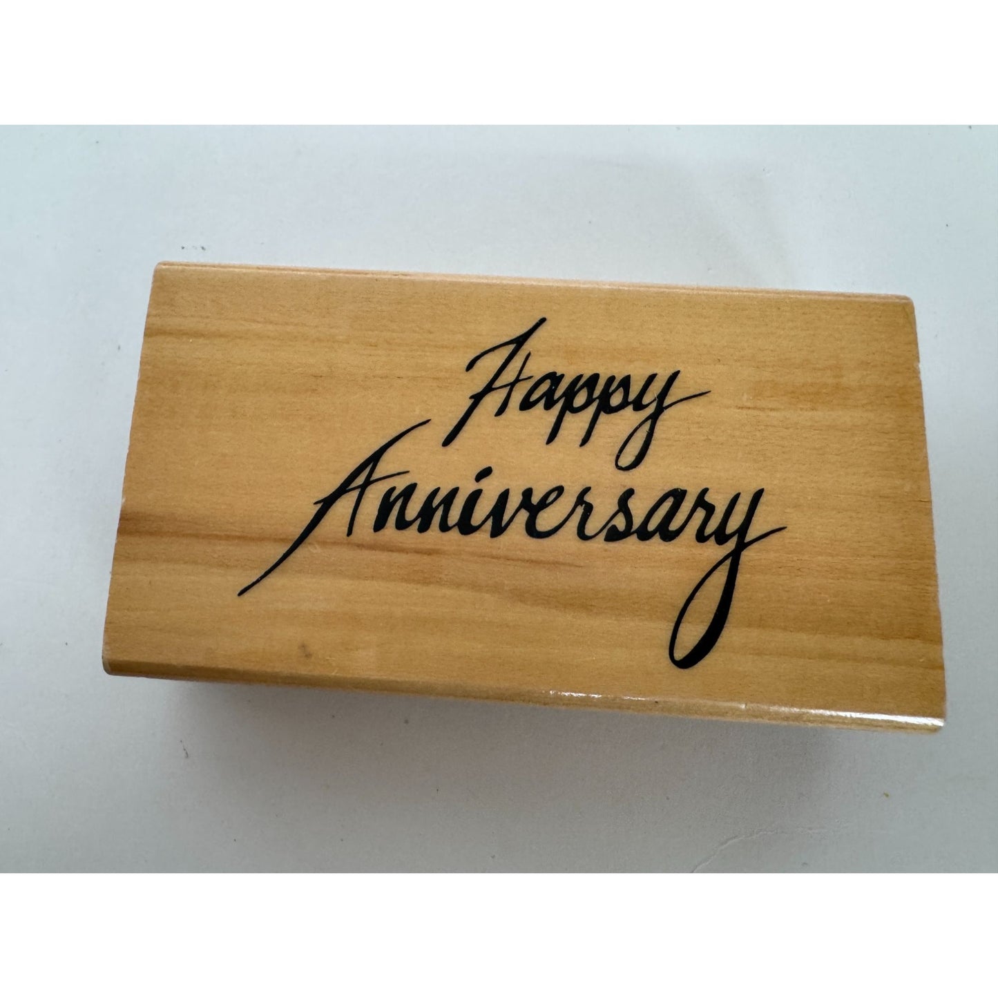 Happy Anniversary Wooden Rubber Stamp Cursive Elegant Letters Card Making Words