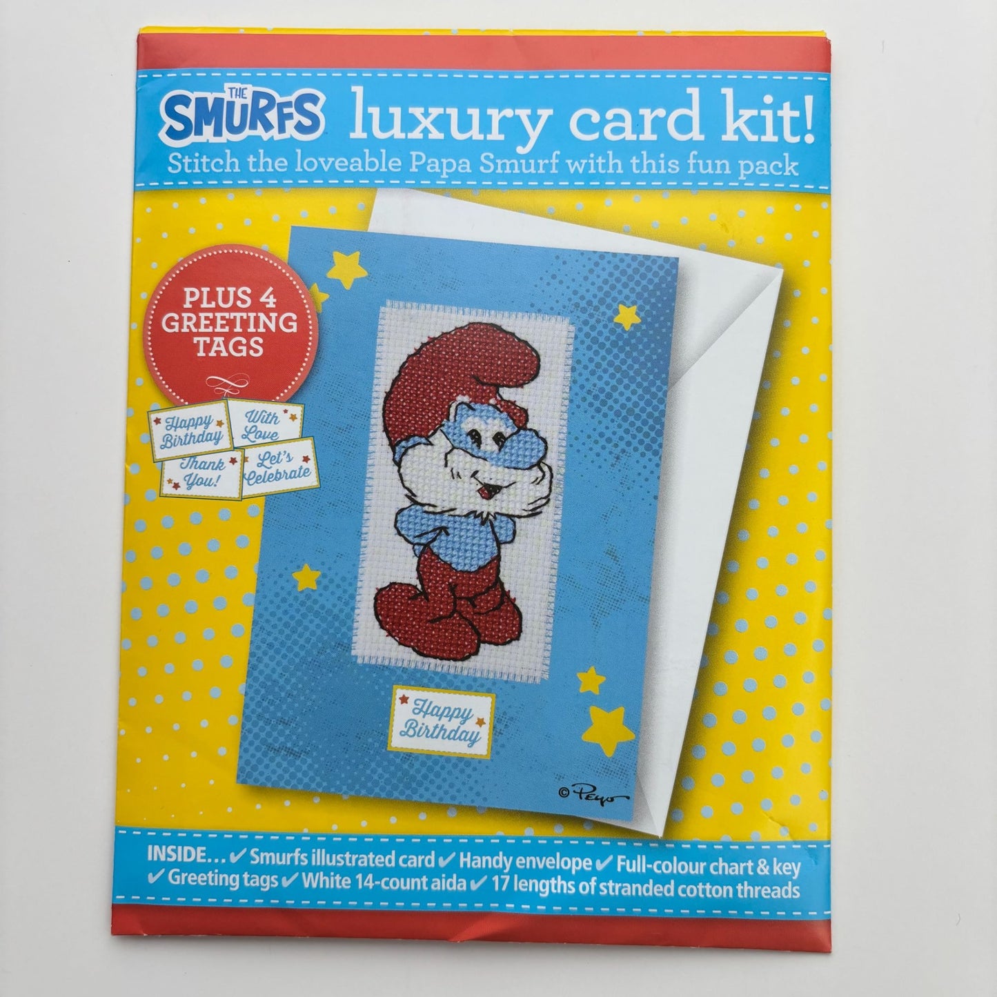 The World of Cross Stitching The Smurfs Luxury Card Kit Papa Smurf Cross Stitch Thank You Birthday