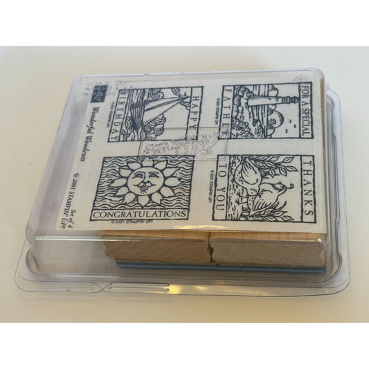 Stampin Up Rubber Stamps Wonderful Woodcuts Birthday Congratulations Fathers Day