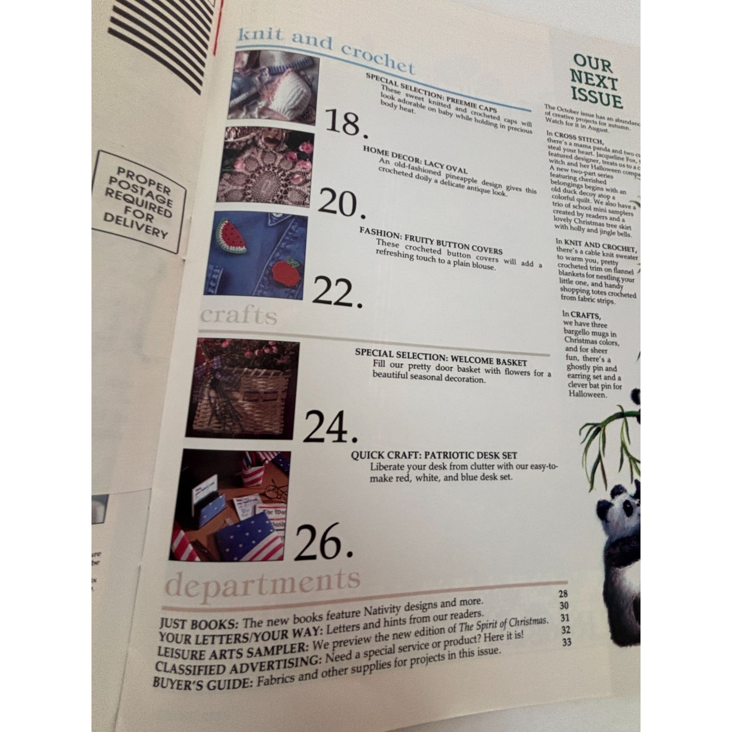 Leisure Arts Magazine August 1993 Knit Crochet Baby Preemie Hats Caps Rooster