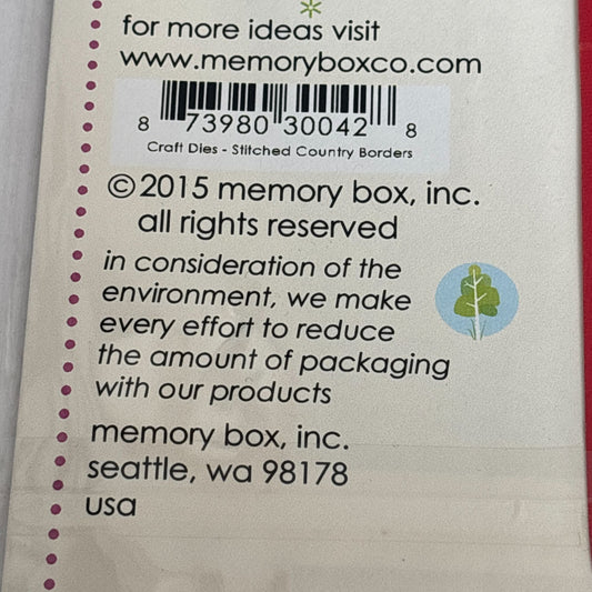 Memory Box Steel Craft Dies Open Studio Stitched Country Borders Steel Wavy Edge Cardmaking