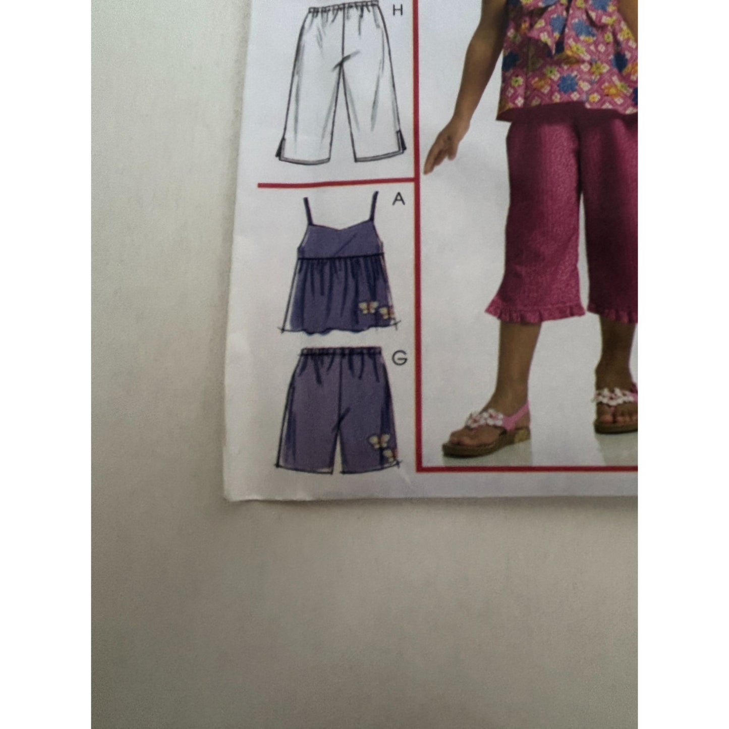 McCalls Sewing Pattern M5308 Girls Tops Dresses Shorts Capris Summer 6 7 8 Uncut