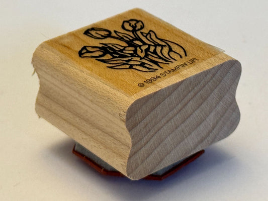 Stampin Up Rubber Stamp Tulips Flowers Spring Garden Easter Small Wood Mounted