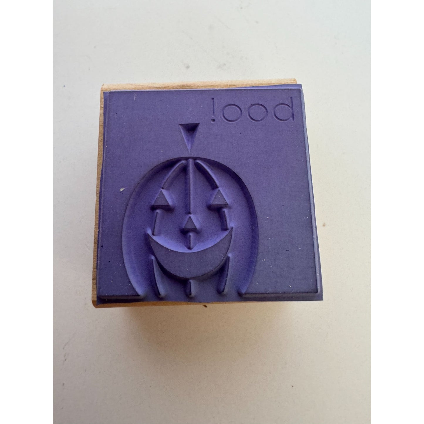 Stampin Up Rubber Stamp Smiling Pumpkin Boo Square Halloween Card Making Word