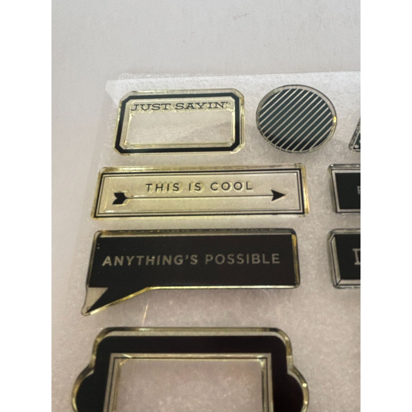 CTMH Acrylic Stamp Set Just Saying Date Polka Dots Chevron Shape Word My Acrylix