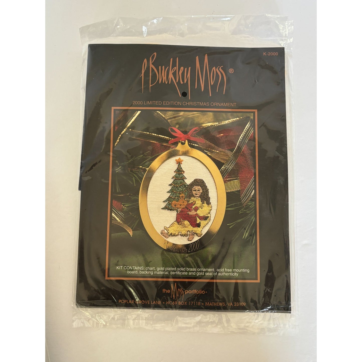 P Buckley Moss Christmas Ornament Kit Girl with Teddy Bear Limited Edition 2000