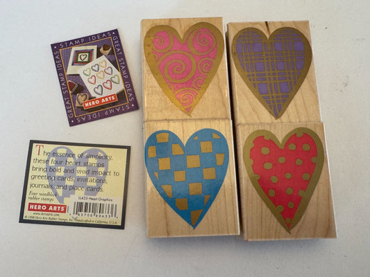 Hero Arts Rubber Stamps Heart Graphics Spiral Dot Plaid Checkerboard Card Making