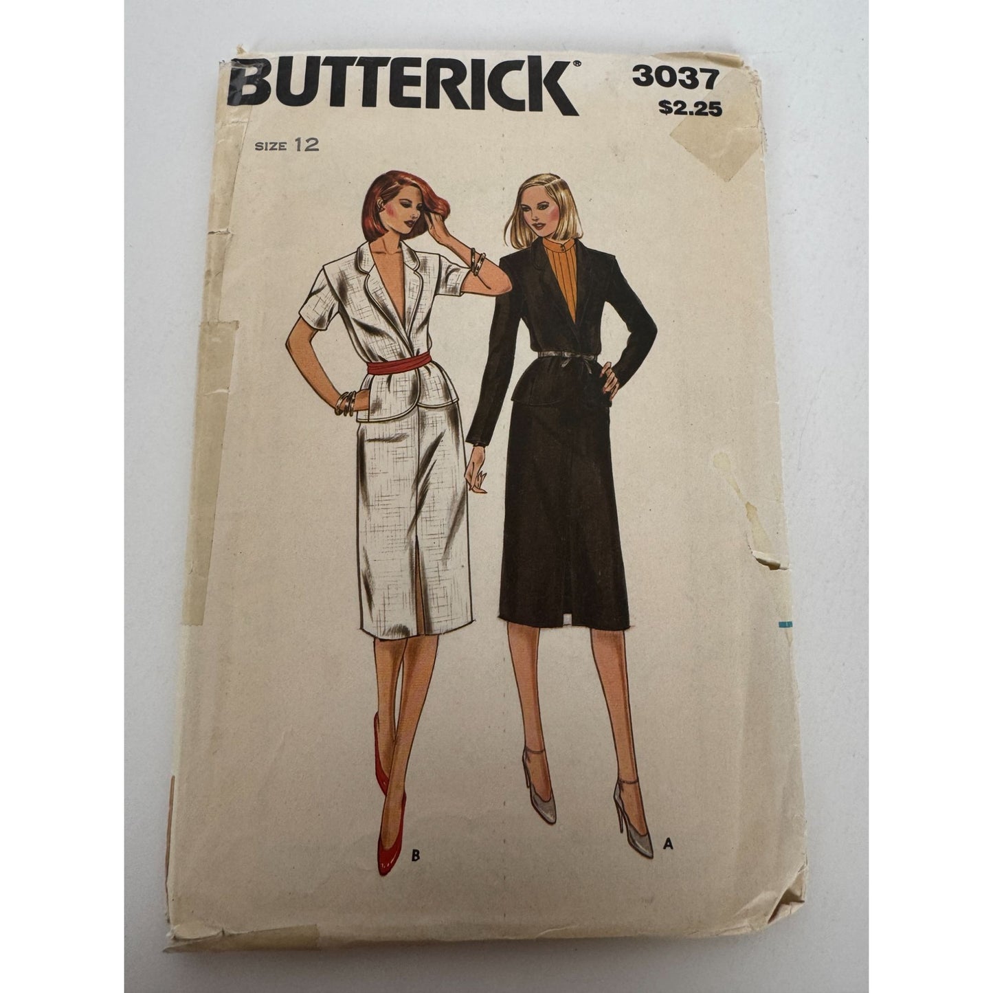 Butterick Sewing Pattern 3037 Jacket Blazer Skirt Outfit Work Size 12 1980s UC