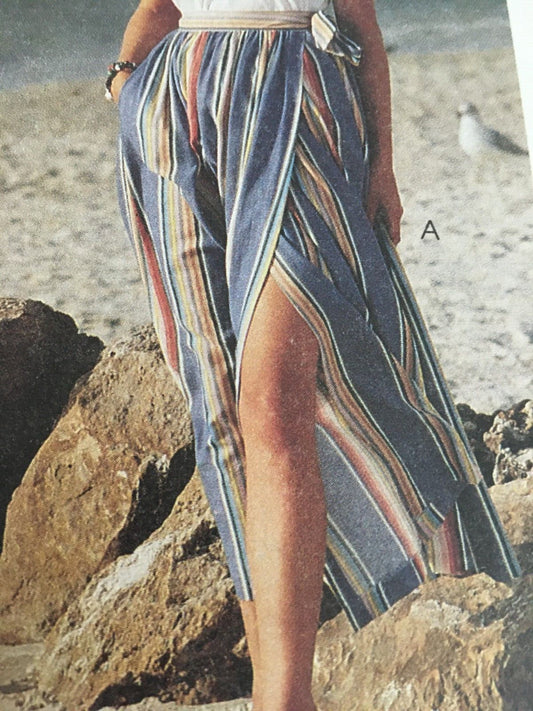 Vintage 90s Wrap Skirt Sewing Pattern McCalls 6563 Minimalist Coastal Resort 12 14 Uncut