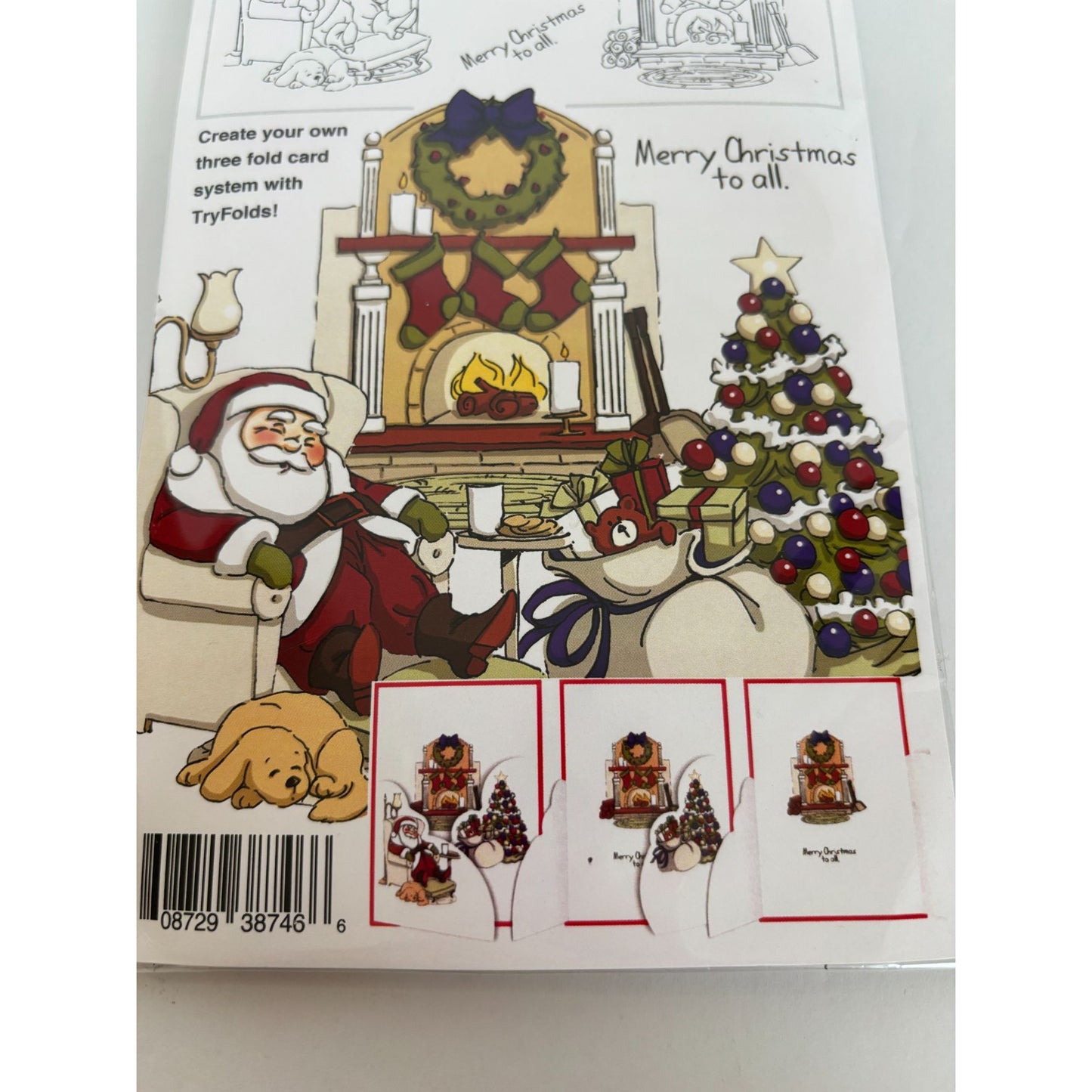 Art Impressions Rubber Stamps Sleepy Santa Tryfold Merry Christmas Card Making