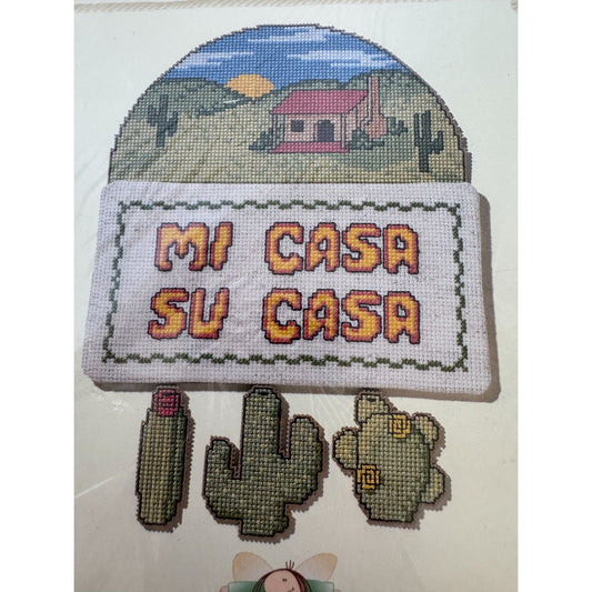 Danglers Cross Stitch Kit Mi Casa Su Casa Southwest Pattern Cactus True Colors