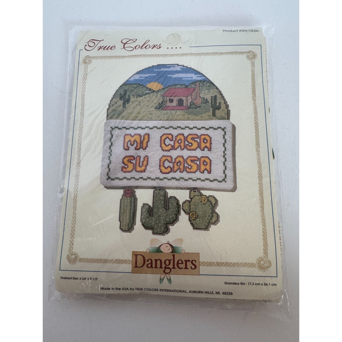 Danglers Cross Stitch Kit Mi Casa Su Casa Southwest Pattern Cactus True Colors